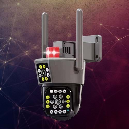 O-KAM-6015 6MP Dual Lens WIFI PTZ Cameras, 3.5 inch Dual Screen Image, 15Pcs Leds Dual Light